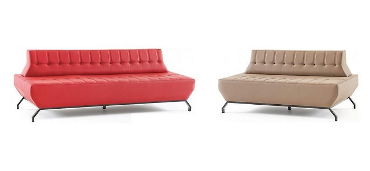 JVmoebel 2-Sitzer Sofa-Set 2-Sitzer 3-Sitzer Beige Rot Ledersofas Chesterfi günstig online kaufen