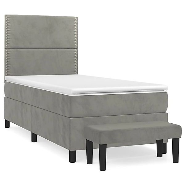 vidaXL Boxspringbett mit Matratze Hellgrau 100x200 cm Samt1357131 günstig online kaufen