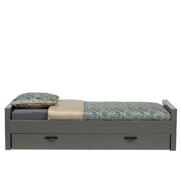 Jugendbett in Grau Kiefer Massivholz günstig online kaufen