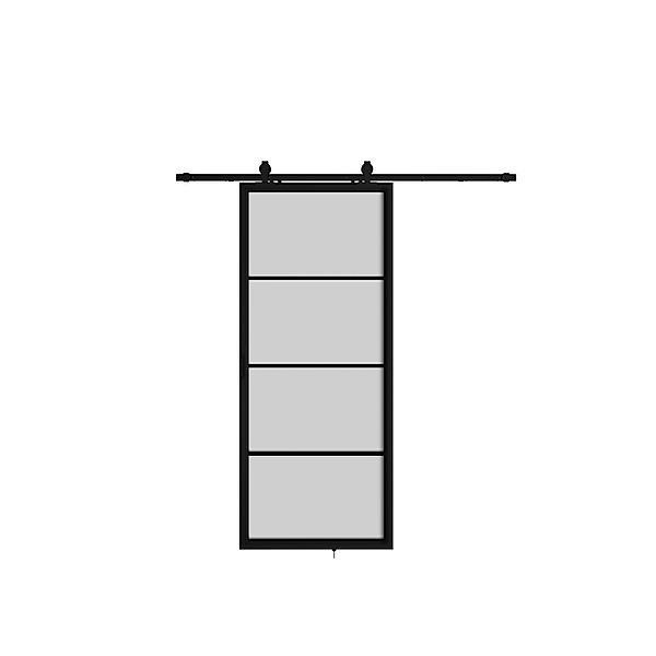 inova Loft Glasschiebetür Satiniert 900 x 2150 mm Komplettset aus Stahl in günstig online kaufen