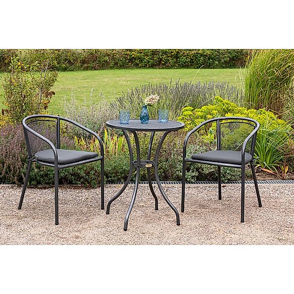 MERXX Garten-Essgruppe "Delos" 3 Stk. tlg. 2 Stapelsessel mit Sitzkissen, T günstig online kaufen