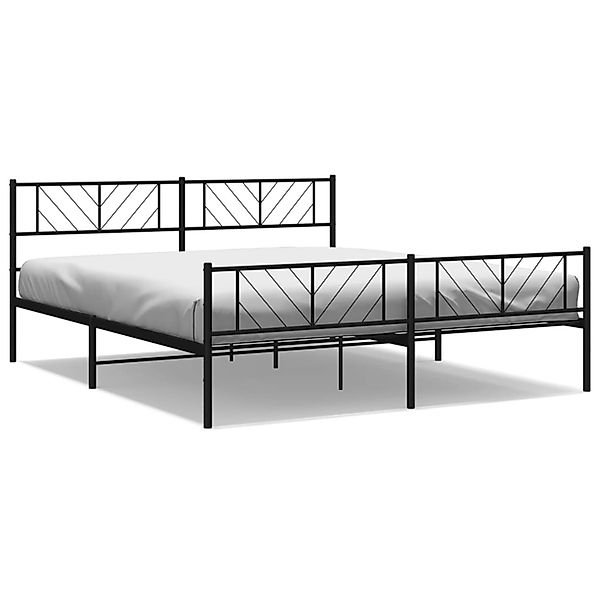 vidaXL Bettgestell mit Kopf- und Fußteil Metall Schwarz 183x213 cm Modell 1 günstig online kaufen