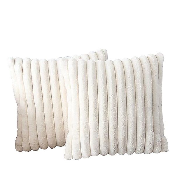 Coonoor Kissenbezug 45x45 cm Plüsch Deko Kissenbezüge Weich Gestreift Kisse günstig online kaufen