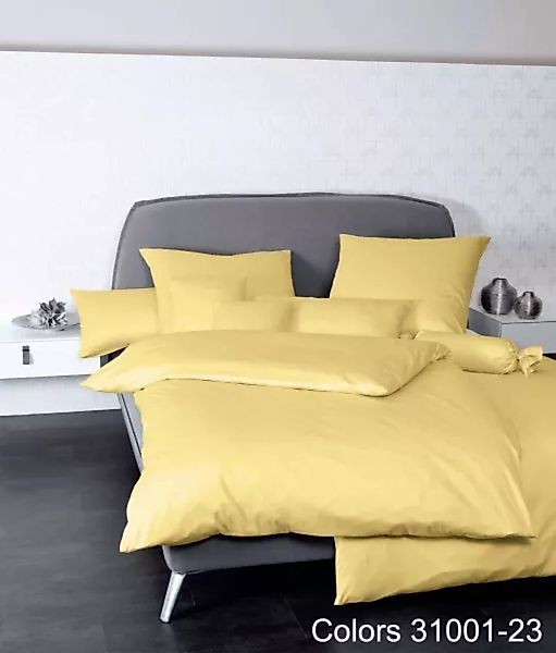 Janine Mako-Satin Bettwäsche Colors 31001 gelb Größe:  200x220 cm + 2x80x80 günstig online kaufen