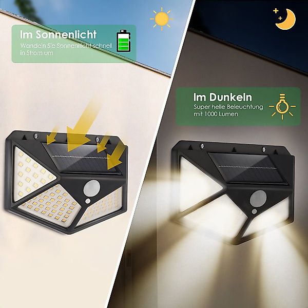 oyajia LED Solarleuchte 100 LEDs Solarleuchte günstig online kaufen