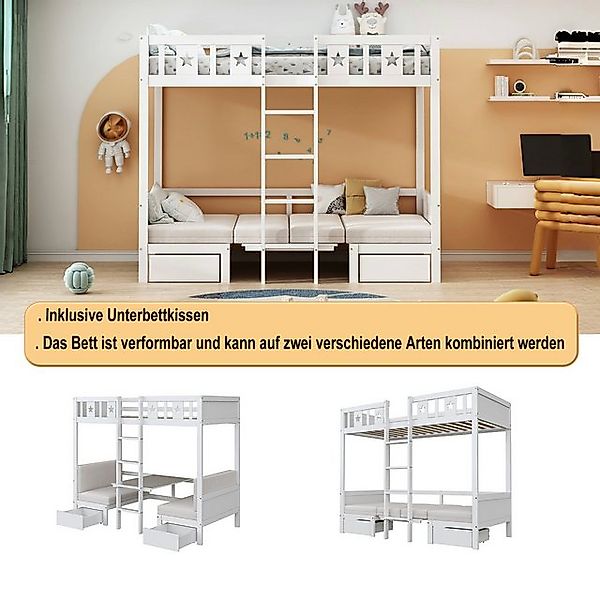 STILVORA Etagenbett 90×200 Kinderbett mit Leiter und Schubladen,Bettgestell günstig online kaufen
