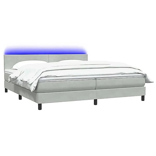 vidaXL Boxspringbett mit Matratze & LED Hellgrau 180x220 cm Samt 3316749 günstig online kaufen