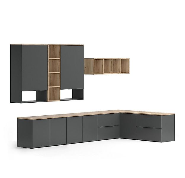 Vicco Wohnwand Wido, Anthrazit/Sonoma, 9 Teile günstig online kaufen