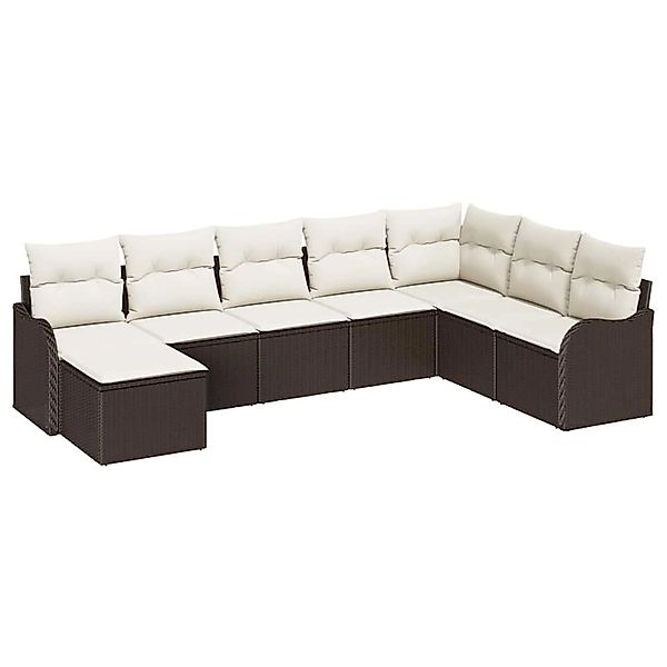 vidaXL Garten-Sofa-Set mit Kissen 8-Tlg Braun und Weiß Poly Rattan 3354487 günstig online kaufen