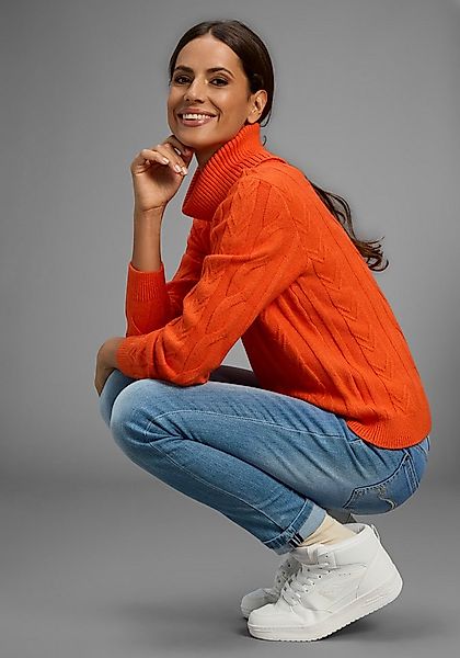 KangaROOS Rollkragenpullover mit Zopfstrickmuster günstig online kaufen