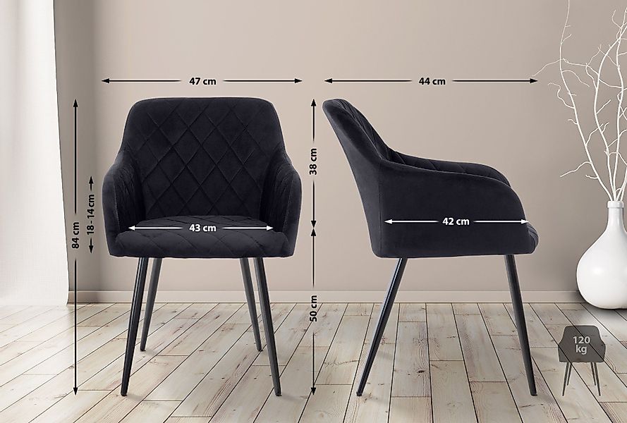 CLP Esszimmerstuhl Shila (2er Set), Samt günstig online kaufen