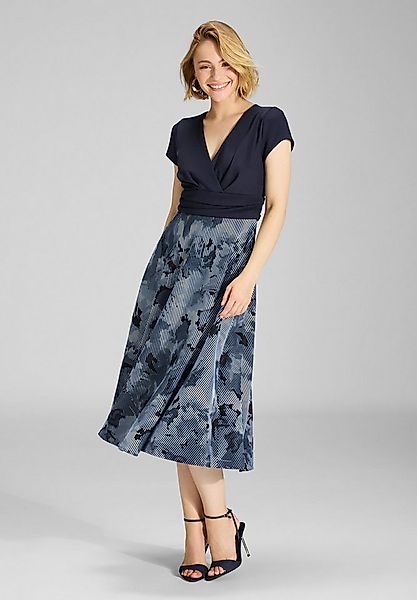 SWING Cocktailkleid - Midi Kleid mit Rock aus bedrucktem Ottoman Figurbeton günstig online kaufen