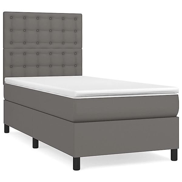 vidaXL Boxspringbett mit Matratze Grau 90x200 cm Kunstleder1466162 günstig online kaufen