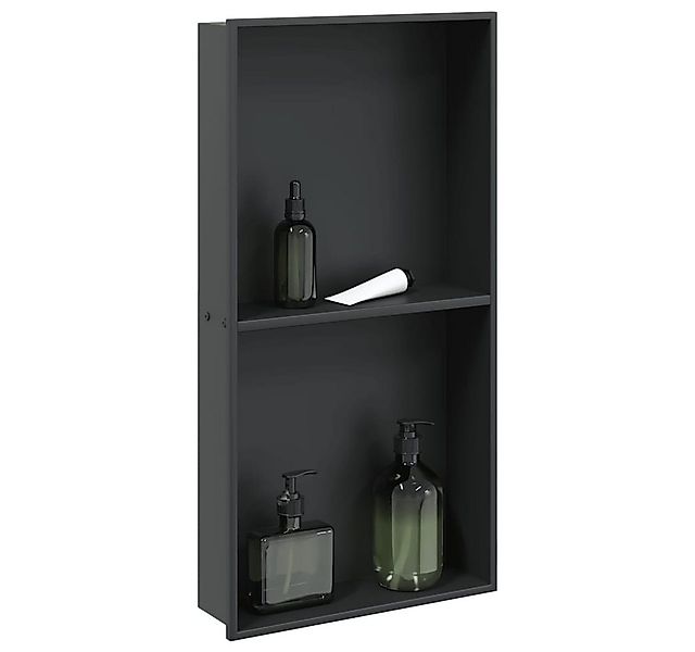 vidaXL Duschwand Duschnische Mattschwarz 32x62x9 cm Edelstahl günstig online kaufen