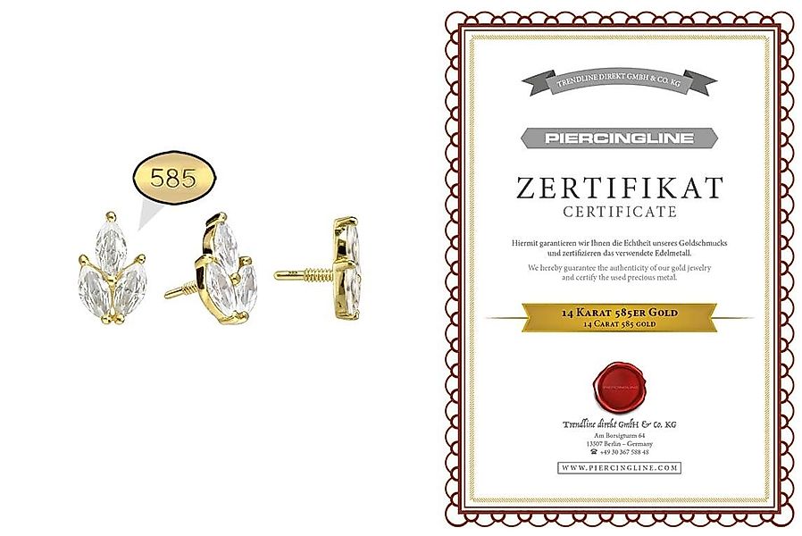 PIERCINGLINE Piercing-Set 14 Karat Gold Schraubaufsatz günstig online kaufen