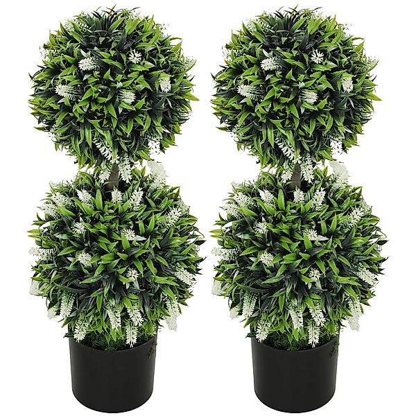 HOMCOM 2er-Set künstliche Lavendelbäume groß 70 cm Kunstpflanze, Plastik kü günstig online kaufen