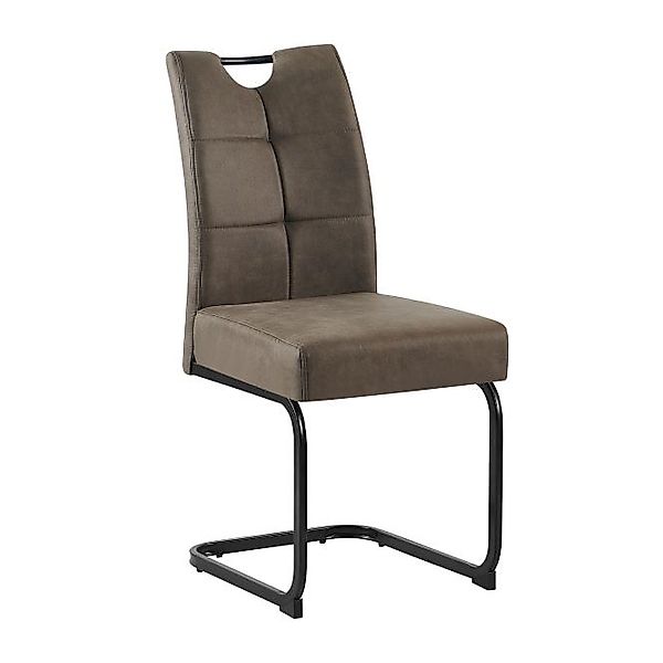 Schwingstuhl 4er Set Dunkelbraun / Gestell Metall schwarz günstig online kaufen