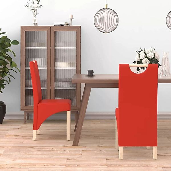 Esszimmerstühle 2 Stk. Rot Kunstleder günstig online kaufen