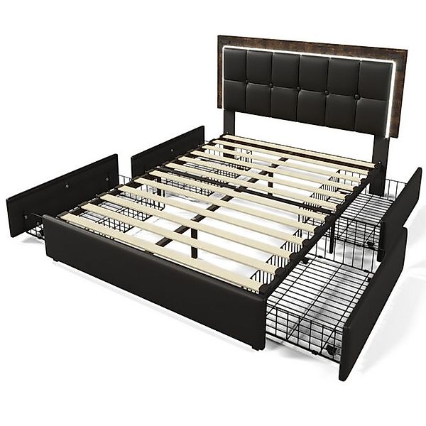 Gotagee Polsterbett Doppelbett Polsterbett LED Funktionsbett Stauraum Jugen günstig online kaufen
