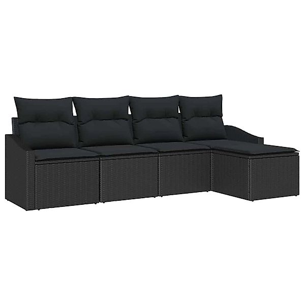 vidaXL Garten-Sofa-Set 5-Tlg Schwarz Poly Rattan 3346683 günstig online kaufen