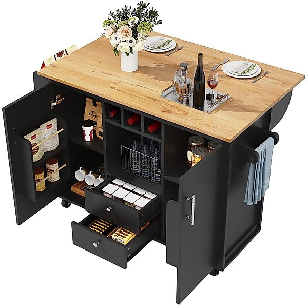 autolock Kücheninsel Buffetschrank Küchenwagen mit klappbarer günstig online kaufen