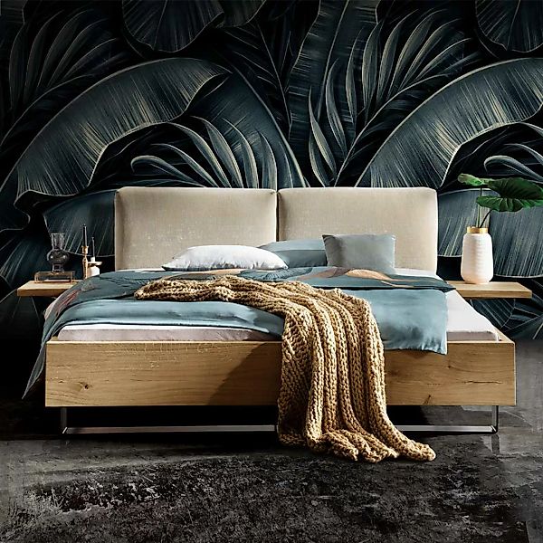 Französisches Bett aus Wildeiche Massivholz und Metall Polster Kopfteil (dr günstig online kaufen