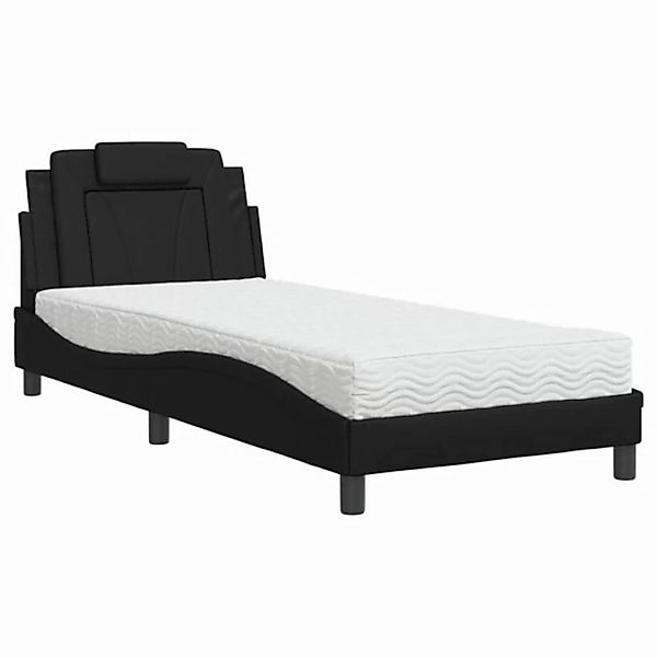 vidaXL Bettgestell, Bett mit Matratze Schwarz 90x190 cm Kunstleder günstig online kaufen