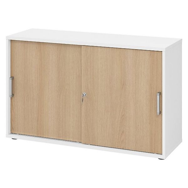 bümö Aktenschrank office Schiebetürenschrank Dekor: Weiß/Eiche - Griffe: Ch günstig online kaufen