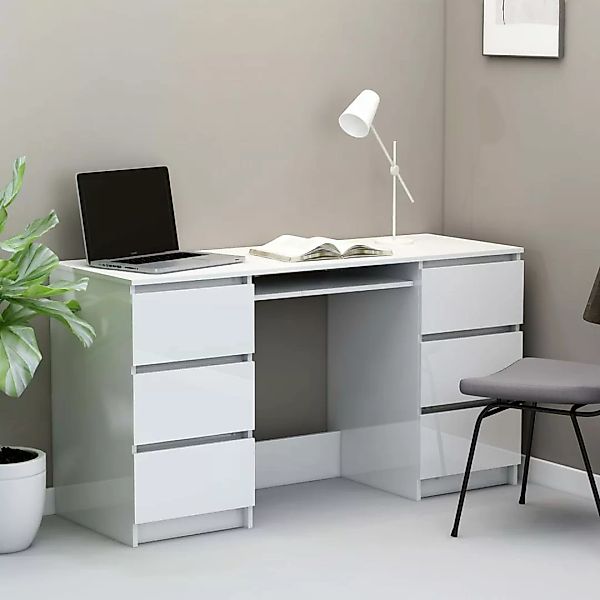 Schreibtisch Hochglanz-weiß 140ã50ã77 Cm Spanplatte günstig online kaufen