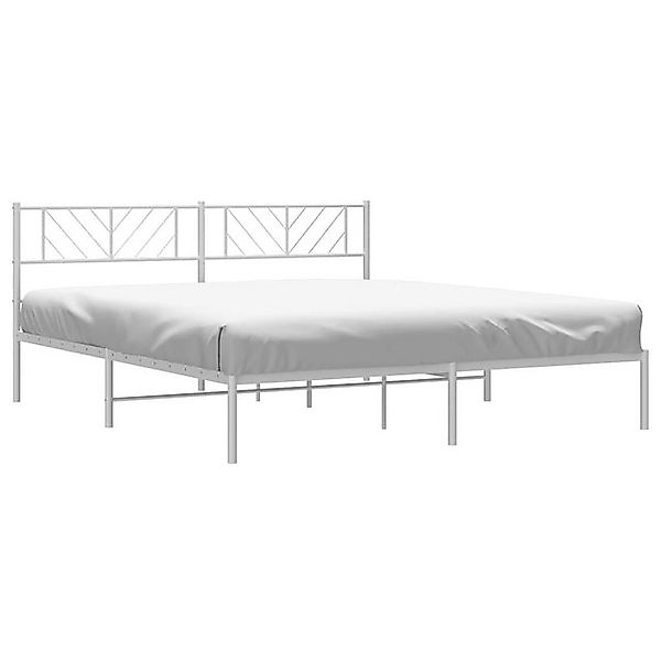 vidaXL Bett Bettgestell mit Kopfteil Metall Weiß 180x200 cm günstig online kaufen