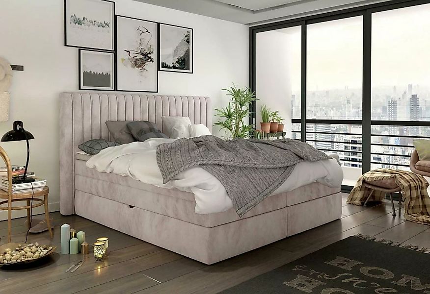 JVmoebel Bett, Boxspringbett 180x200cm Doppel Hotel Betten Textil Schlafzim günstig online kaufen
