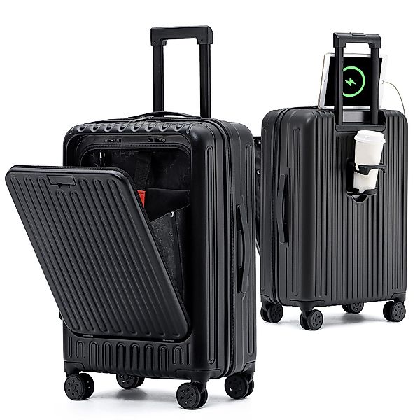 TWSOUL Hartschalen-Trolley Handgepäck Koffer, mitGetränkehaltern USB-Anschl günstig online kaufen