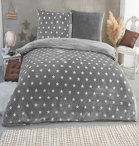 Malika Wendebettwäsche 200x200 + 2x 80x80 cm Cashmere Touch Sterne Bettwäsc günstig online kaufen