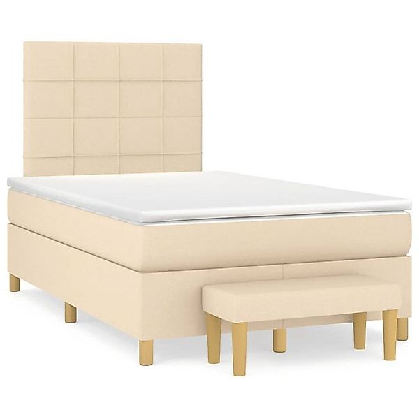 vidaXL Bettgestell Boxspringbett mit Matratze Creme 120x200 cm Stoff Bett B günstig online kaufen