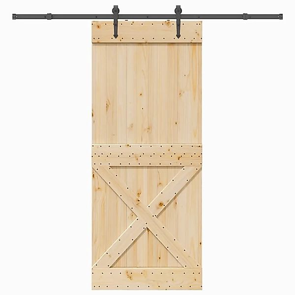 vidaXL Schiebetür mit Beschlag 95x210 cm Massivholz Kiefer 3332794 günstig online kaufen