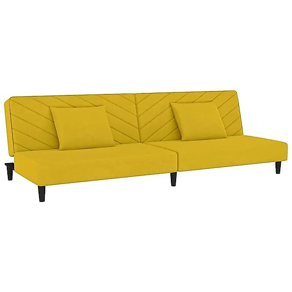 vidaXL Schlafsofa 2-Sitzer mit 2 Kissen Gelb Samt 375916 günstig online kaufen