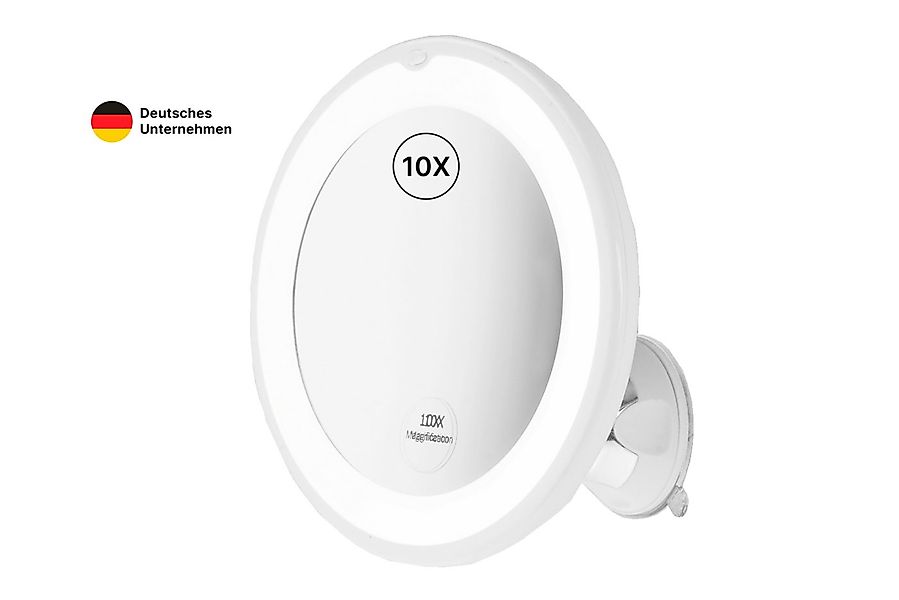 Fantasia Badspiegel Saugnapfspiegel weiß mit 10-fach Vergrösserung und LED- günstig online kaufen