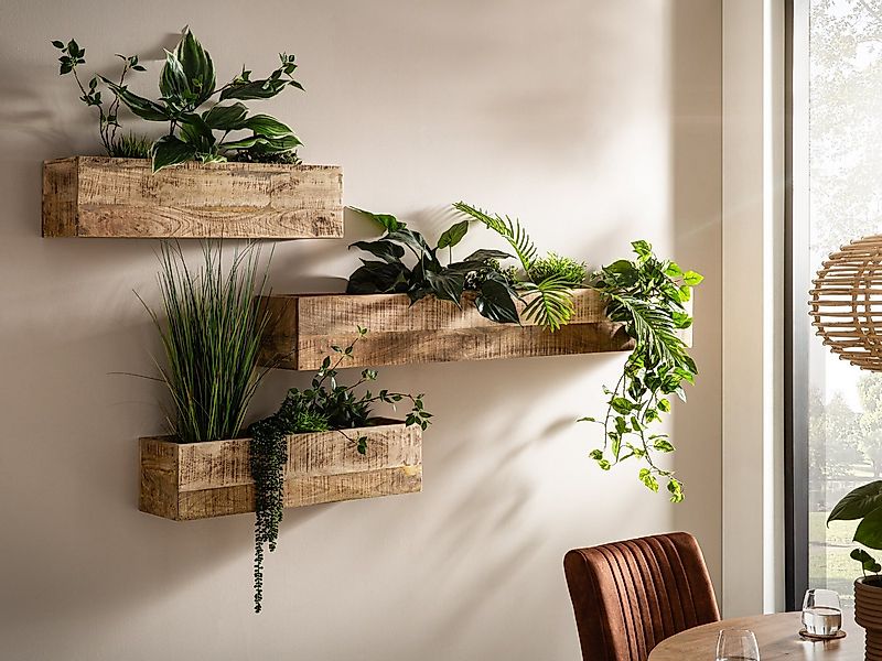 massivum Wanddekoobjekt Blumenkasten 2er Set Massivholz Mango (1 St) günstig online kaufen