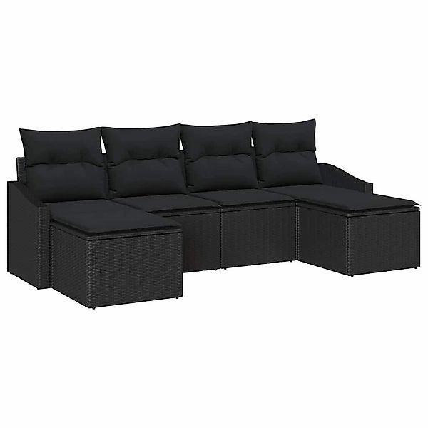 vidaXL Garten-Sofa-Set 6-Tlg Schwarz Poly Rattan 3346833 günstig online kaufen