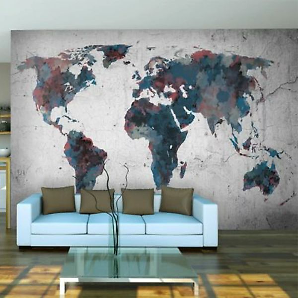artgeist Fototapete World map on the wall mehrfarbig Gr. 200 x 154 günstig online kaufen