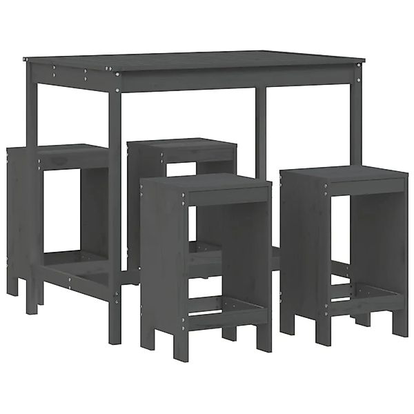 vidaXL 5-tlg Gartenbar-Set Grau Massivholz Kiefer Modell 3 günstig online kaufen