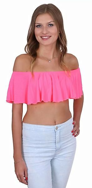Sarcia.eu Blusentop Pinkes neonfarbenes Top mit Bardot-Auschnitt bauchfrei günstig online kaufen
