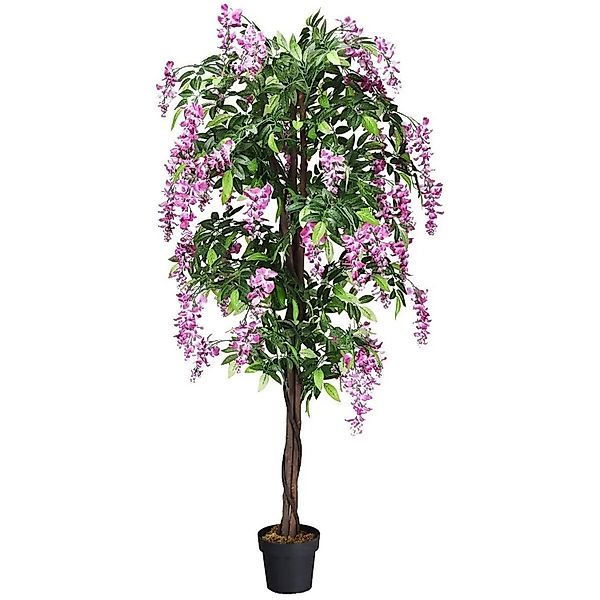 Costway Kunstpflanze mit Natürlichen Blättern & 2 Stämmen 180 cm günstig online kaufen