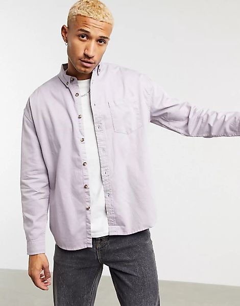 ASOS DESIGN – Oversize-Jeanshemd in Flieder mit Bio-Baumwolle-Violett günstig online kaufen