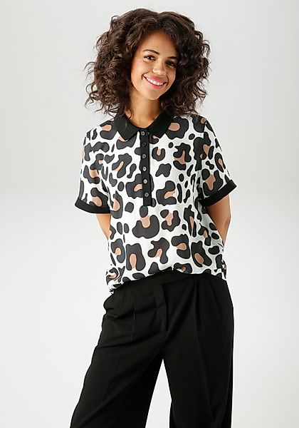 Aniston CASUAL Kurzarmbluse im extravaganten Animal-Print- günstig online kaufen