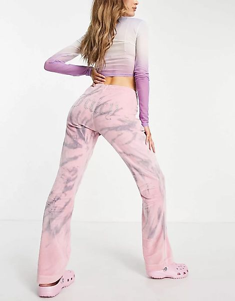 Juicy Couture – Samthose mit Acid-Waschung in Rosa, Kombiteil günstig online kaufen