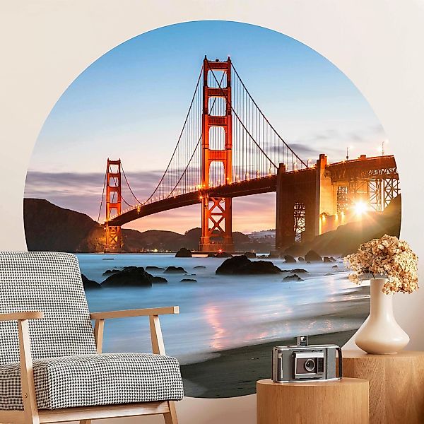 Runde Tapete selbstklebend San Francisco bei Dämmerung günstig online kaufen