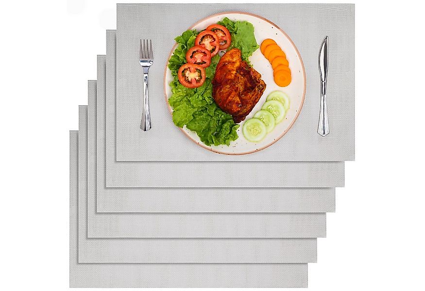 Belle Vous Platzset Belle Vous 6er Pack Grauer PVC-Tischsets - rutschfeste günstig online kaufen