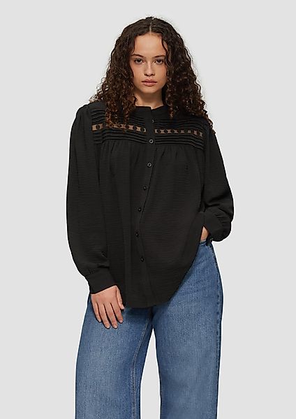 QS Langarmbluse Durchgeknöpfte Bluse mit Spitzeneinsatz günstig online kaufen