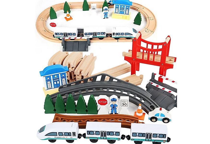POPOLIC Spielzeugeisenbahn-Set Holzbahn-Set für Kinder umweltfreundlich, fa günstig online kaufen